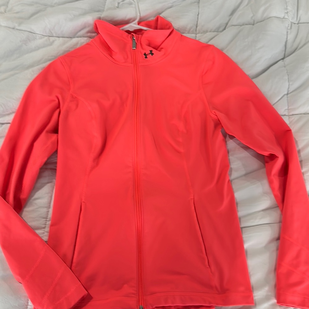 Neon hot pink under armour full zip medium